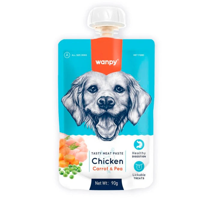 Wanpy Tasty Meat Paste Dog Chicken, Carrot y Pea – 90gr